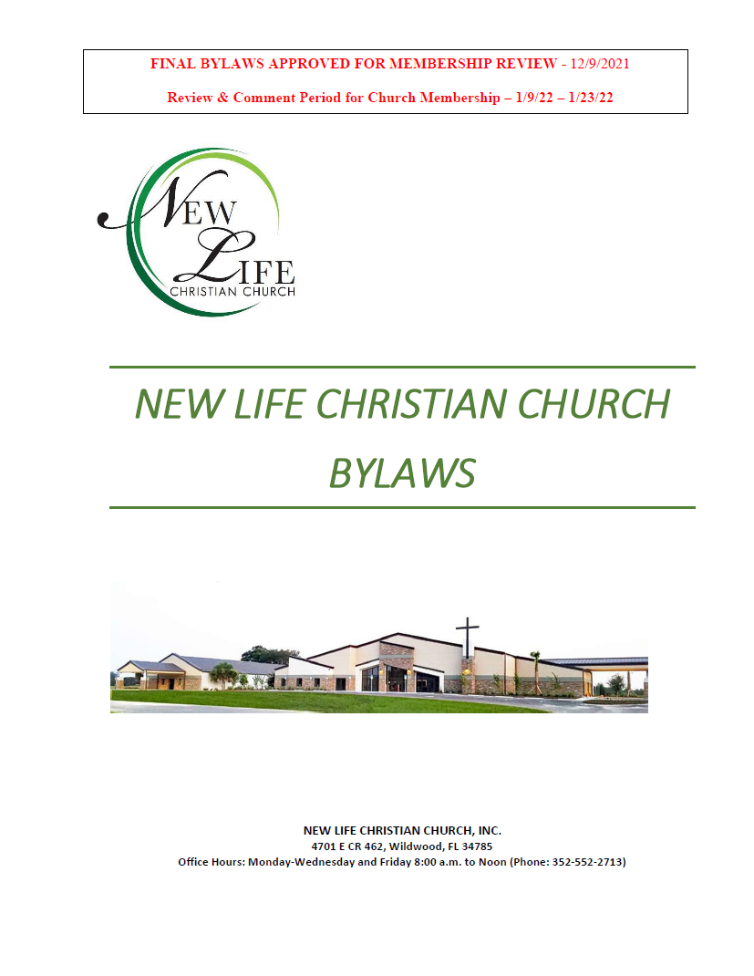 Bylaws Cover Page